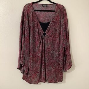 Vintage Y2K Psychedelic‎ Disco Hippie Whimsigoth Witchy Artsy Dotty Blouse 4X